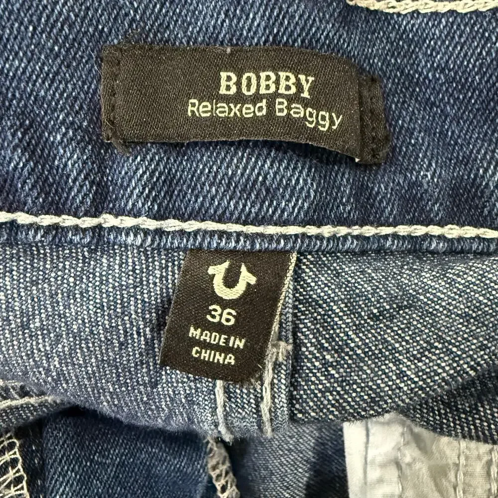 True Religion Bobby Relaxed Baggy Mens Denim Blue Jeans Size 36 38 x 31
